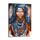 Quadro stampa su tela moderno donna africana Abstract Dreadlocks Blue Style
