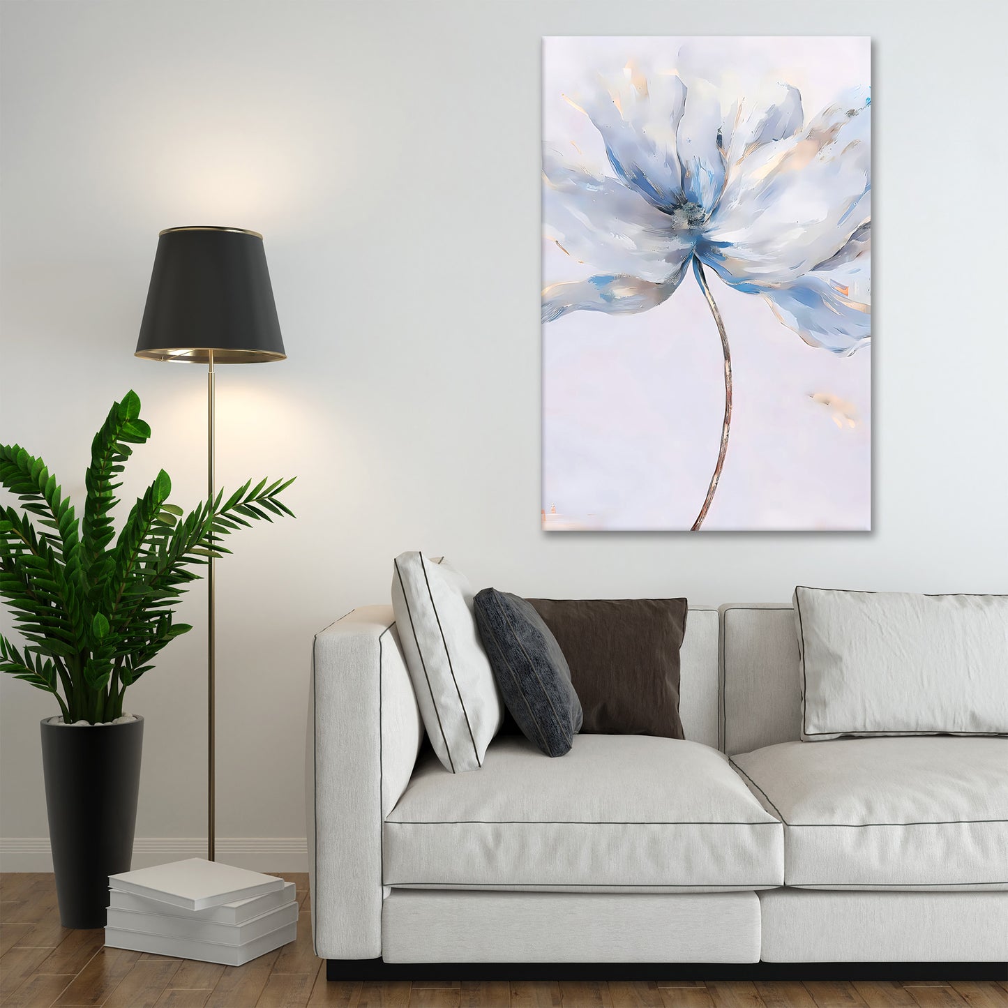Quadro stampa su tela astratto fiore Paint Blue, natura