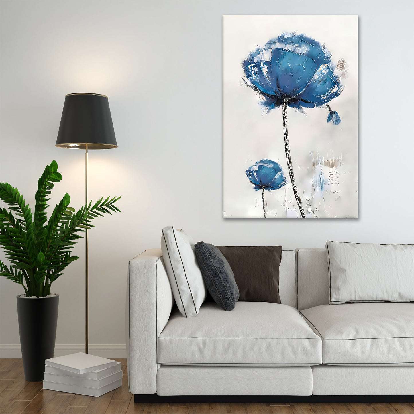 Quadro stampa su tela astratto fiori Paint Blue Edition, natura