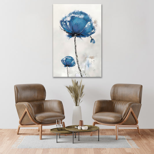 Quadro stampa su tela astratto fiori Paint Blue Edition, natura