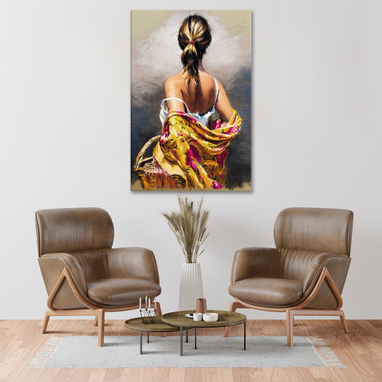 Quadro astratto stampa su tela donna Beautiful Lady Paint Back Style, erotismo
