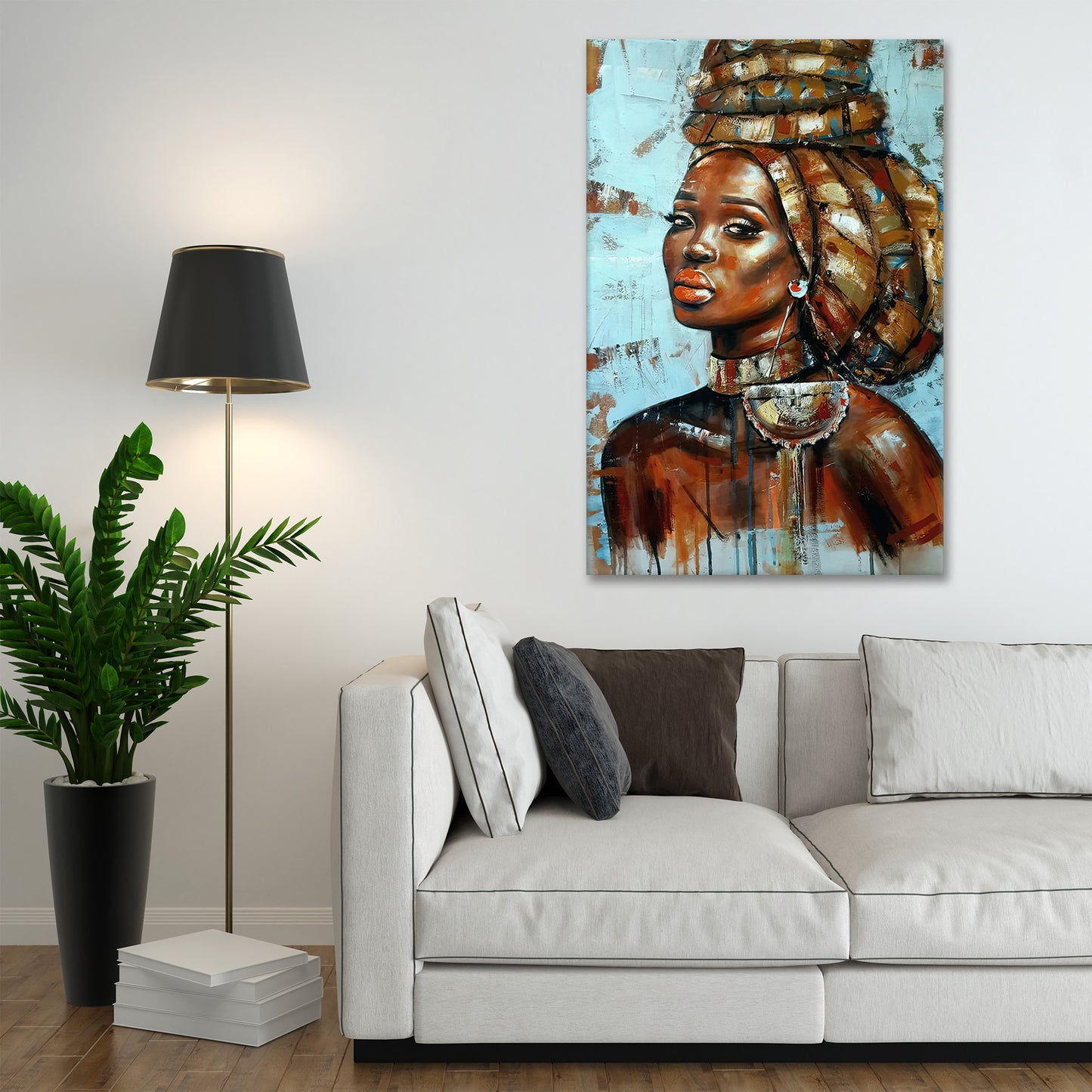 Quadro astratto stampa su tela donna africana bellissimia Abstract Colour, Blue
