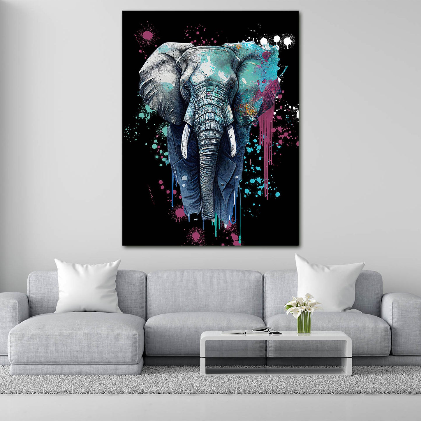 Quadro stampa su tela moderno Abstract Suit Elefant, Pop Art