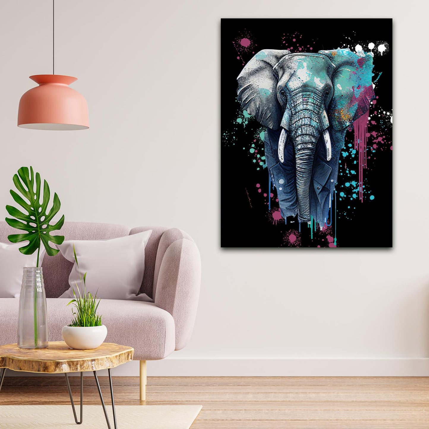 Quadro stampa su tela moderno Abstract Suit Elefant, Pop Art