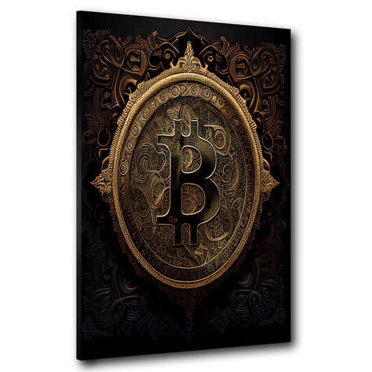 Quadro stampa su tela moderno Bitcoin Gold Style