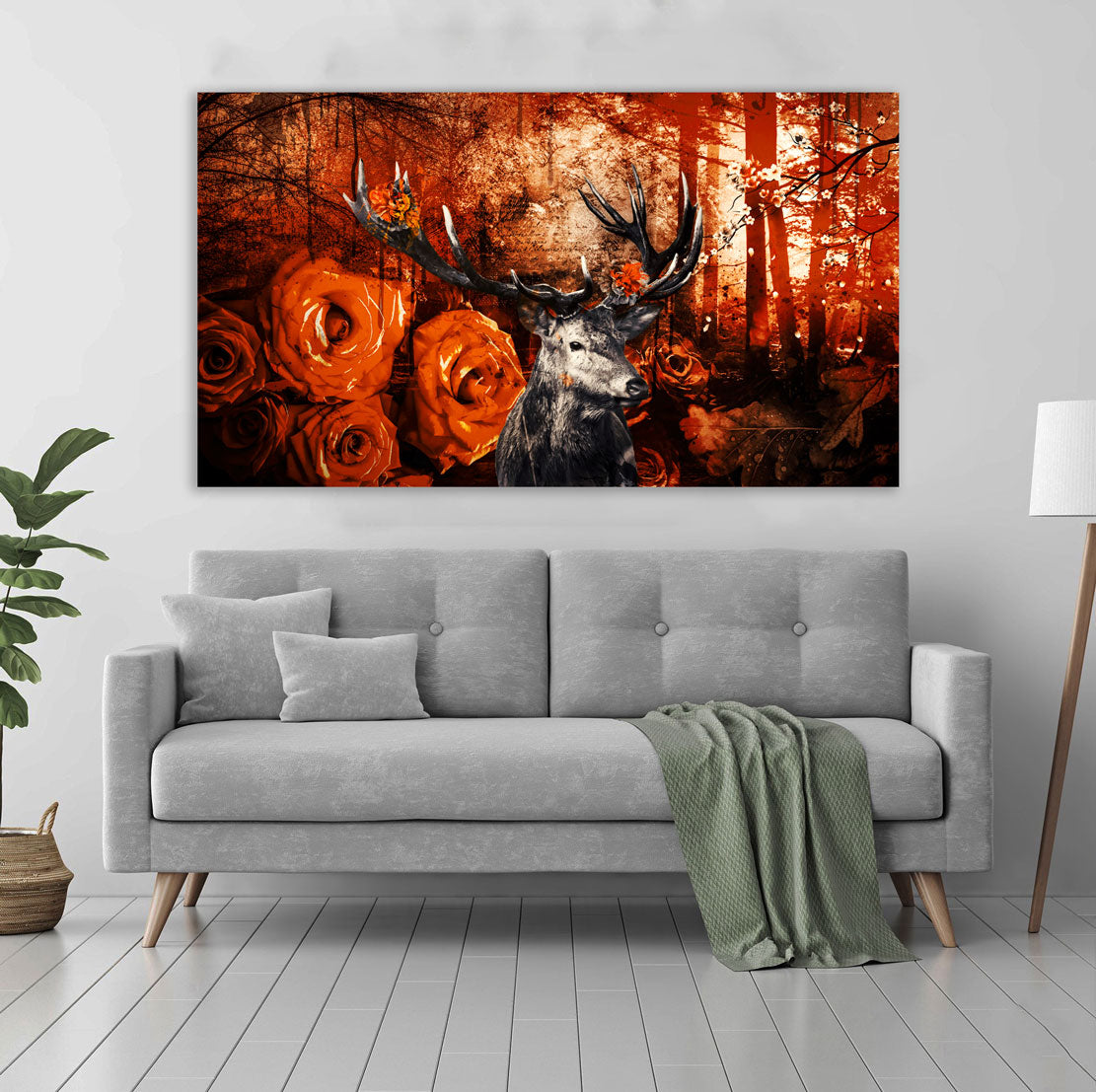 Quadro stampa su tela moderno Cervo Orange Style astratto