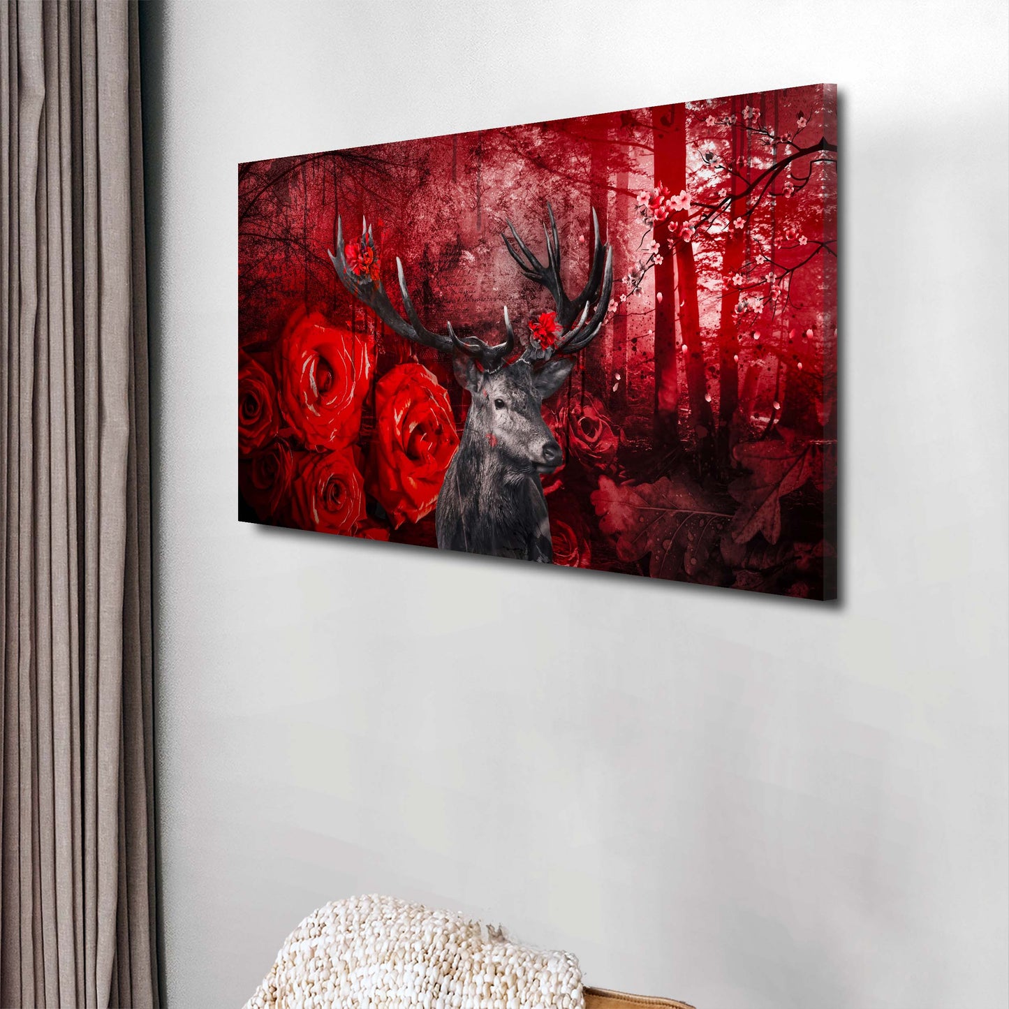 Quadro stampa su tela moderno Cervo Red Style astratto