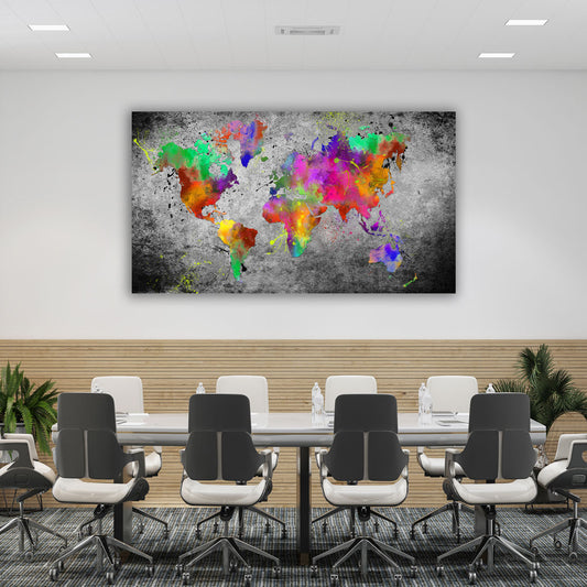 Quadro stampa su tela moderno Mappa del mondo Pop Art Abstract Splash