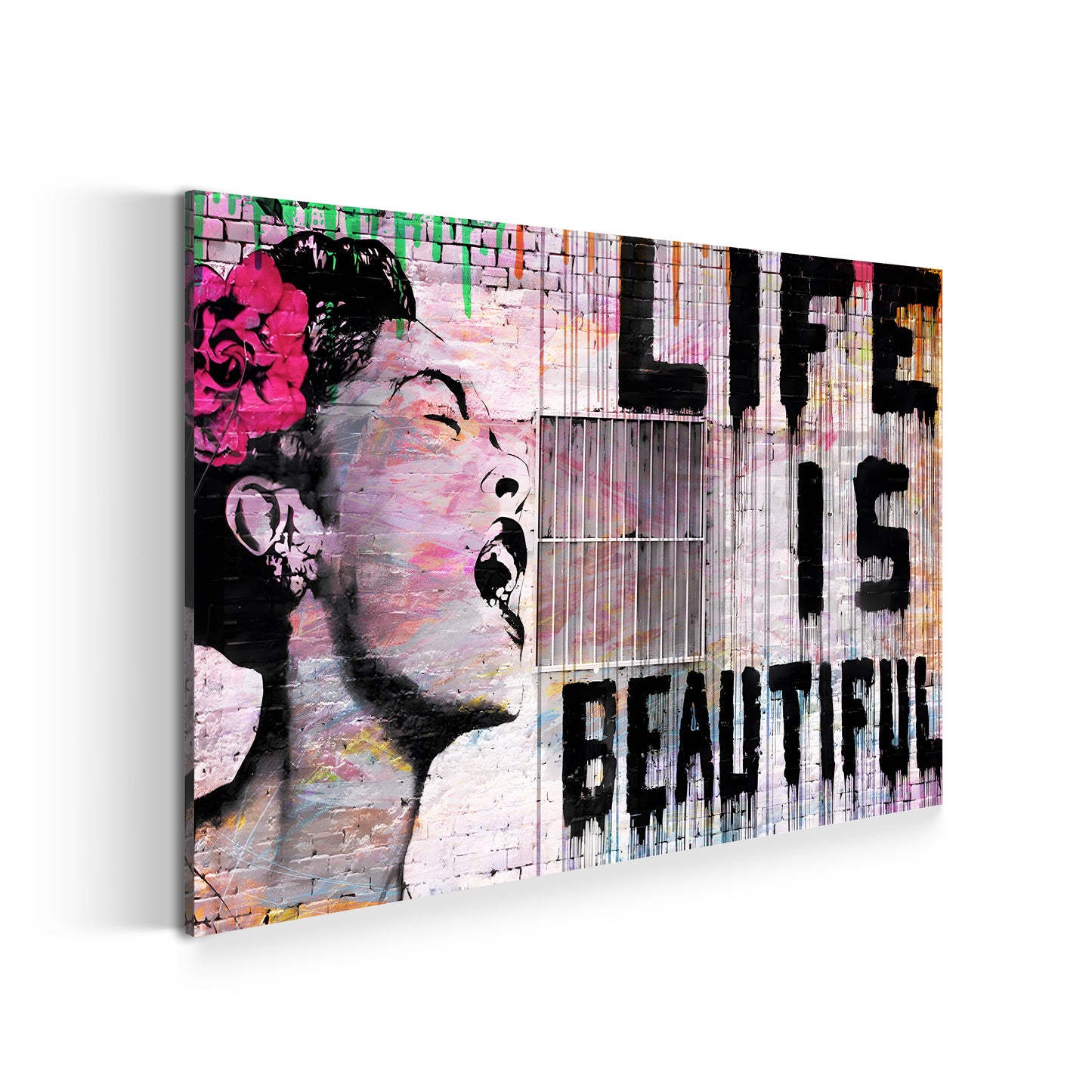 Quadro moderno Street Art Life Is Beautiful, Banksy Style