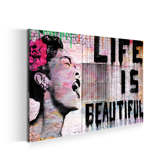 Quadro moderno Street Art Life Is Beautiful, Banksy Style