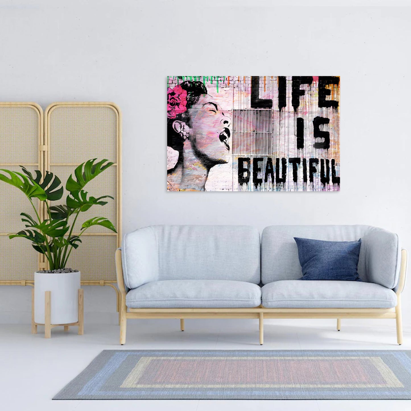 Quadro moderno Street Art Life Is Beautiful, Banksy Style