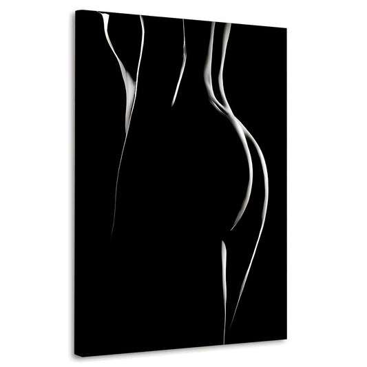 Quadro stampa su tela moderno bella donna vista da dietro, bianco e nero