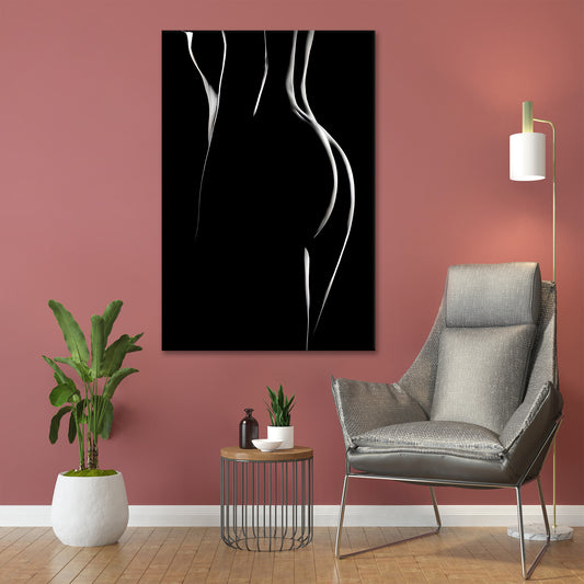 Quadro stampa su tela moderno bella donna vista da dietro, bianco e nero
