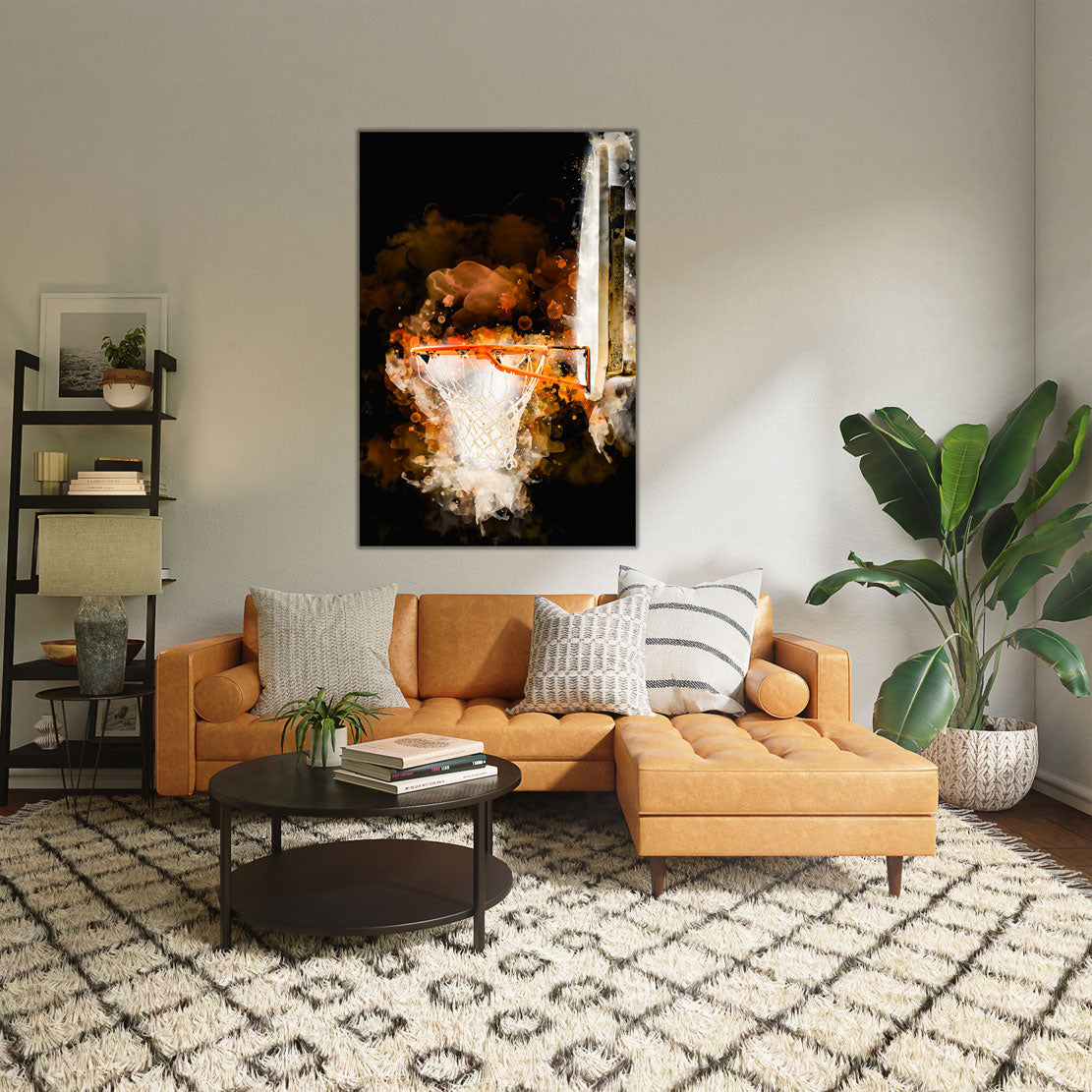 Quadro stampa su tela moderno canestro da basket astratto Style
