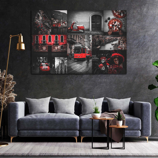 Quadro stampa su tela moderno città Roma, Venezia, Italia, Beautiful Italy per uffio, casa, soggiorno, camera da letto