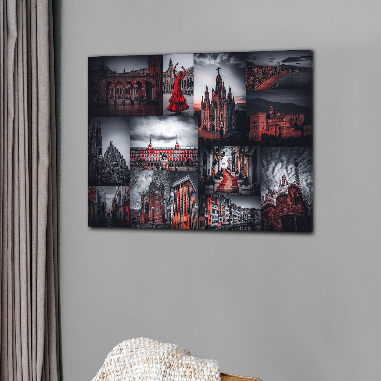 Quadro stampa su tela moderno città, Spagna, Beautiful Spain, per uffio, casa, soggiorno, camera da letto