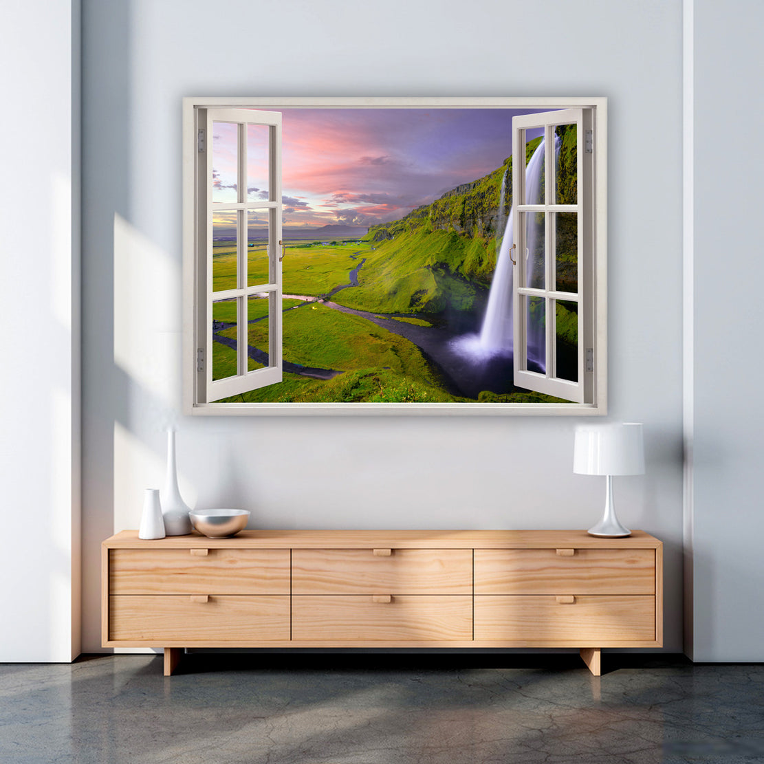 Quadro stampa su tela moderno finestra natura Landscape Style
