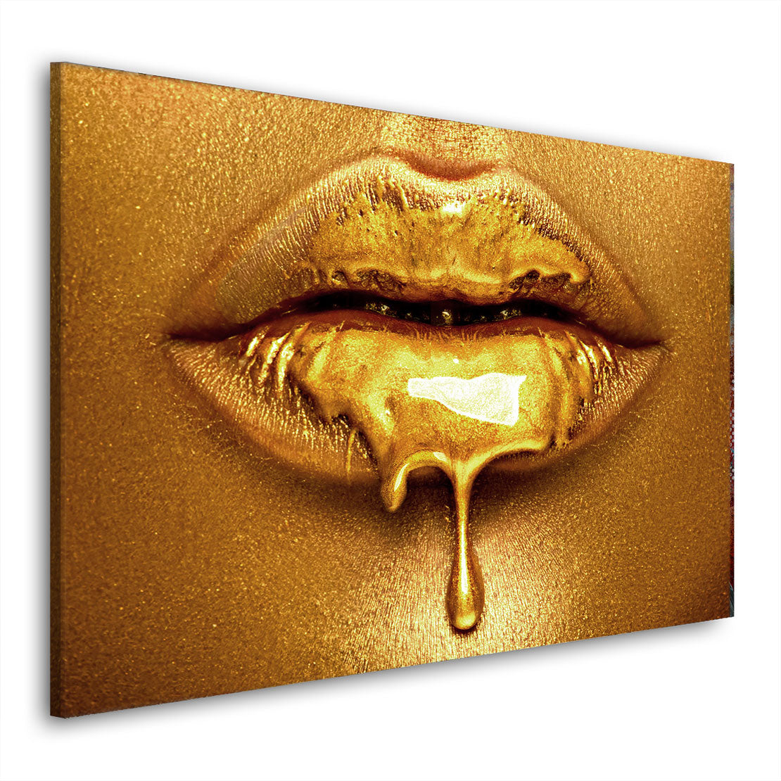 Quadro stampa su tela moderno labbra erotismo Gold Style