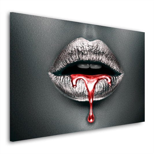 Quadro stampa su tela moderno labbra erotismo Silver Style