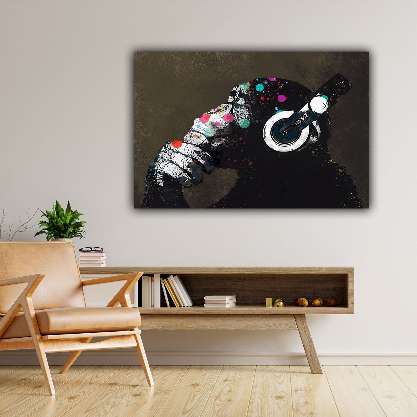 Quadro moderno opera d'arte Pop Street Art Scimmia