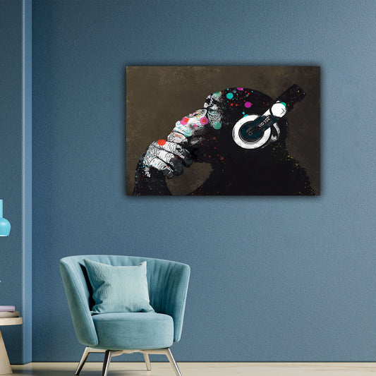 Quadro moderno opera d'arte Pop Street Art Scimmia