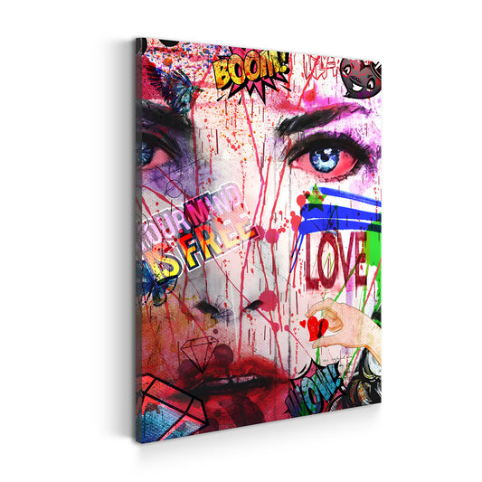 Quadro stampa su tela moderno opera d'arte Pop Street Art Women Face Abstract