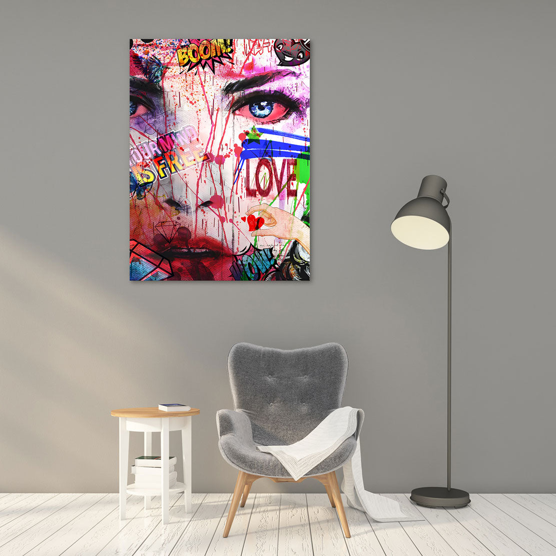 Quadro stampa su tela moderno opera d'arte Pop Street Art Women Face Abstract