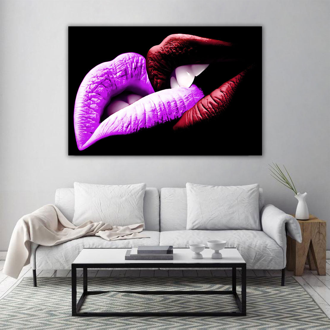 Quadro stampa su tela moderno opera d'arte Sensual Two Lips