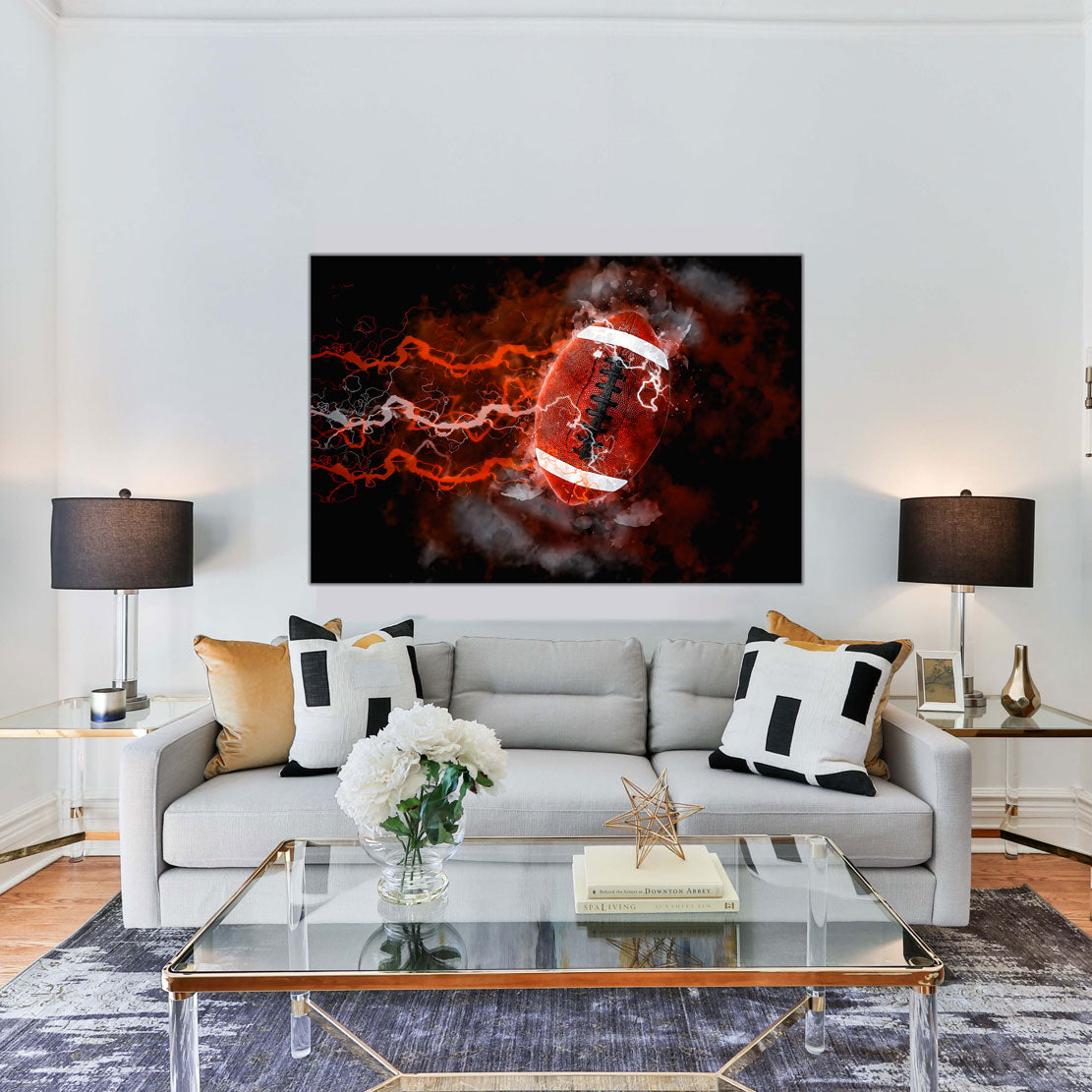 Quadro stampa su tela moderno pallone da rugby Black Abstract