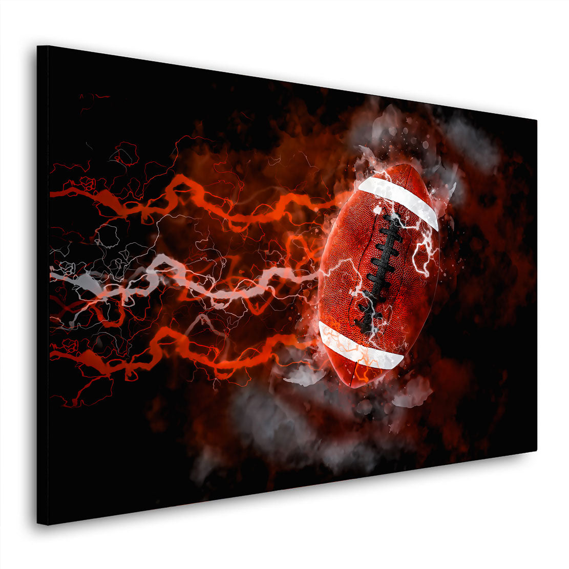 Quadro stampa su tela moderno pallone da rugby Black Abstract