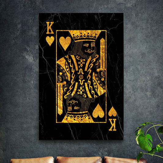 Quadro stampa su tela moderno re delle carte da poker Gold Edition