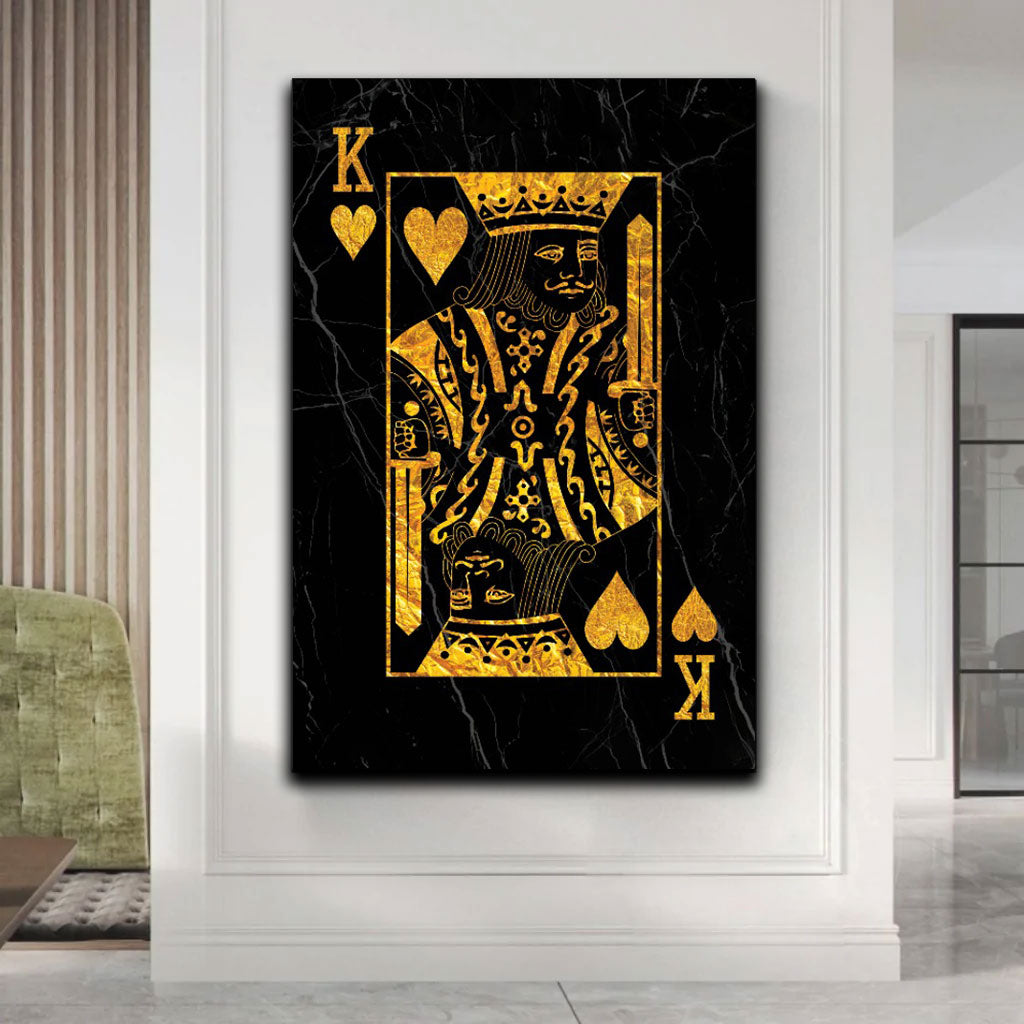 Quadro stampa su tela moderno re delle carte da poker Gold Edition