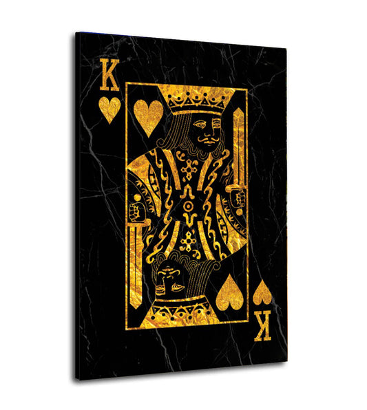 Quadro stampa su tela moderno re delle carte da poker Gold Edition