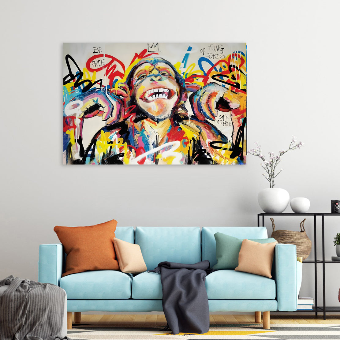 Quadro stampa su tela moderno scimmia Monkey Pop Art Colour Style