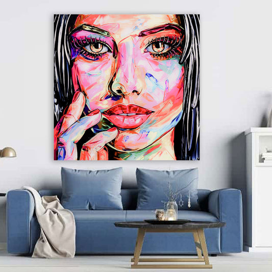 Quadro moderno stampa su tela erotico labbra donna Beautiful Face Pop Art Style