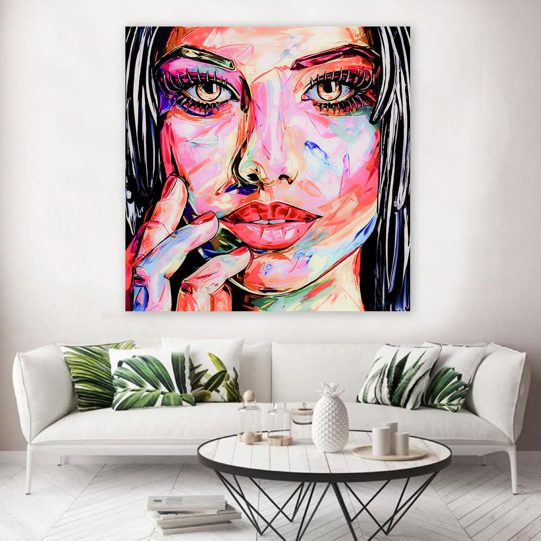 Quadro moderno stampa su tela erotico labbra donna Beautiful Face Pop Art Style