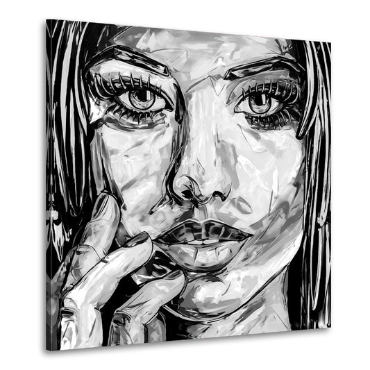 Quadro moderno stampa su tela erotico labbra donna Beautiful Face Pop Art bianco e nero