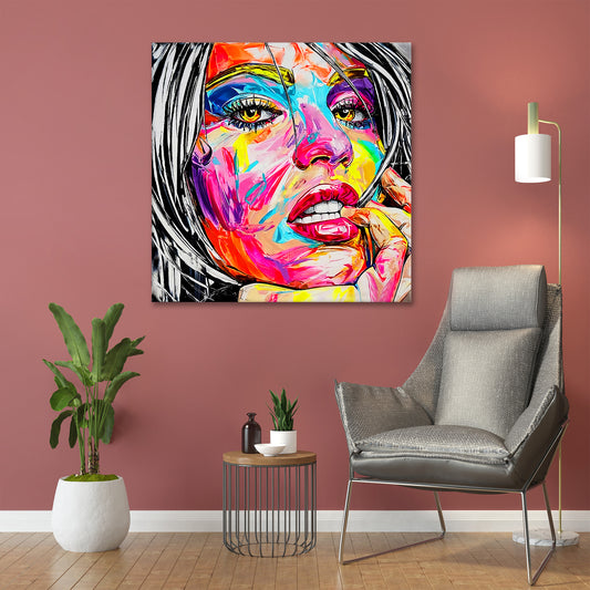 Quadro moderno stampa su tela erotico labbra donna Pop Art Colour Style