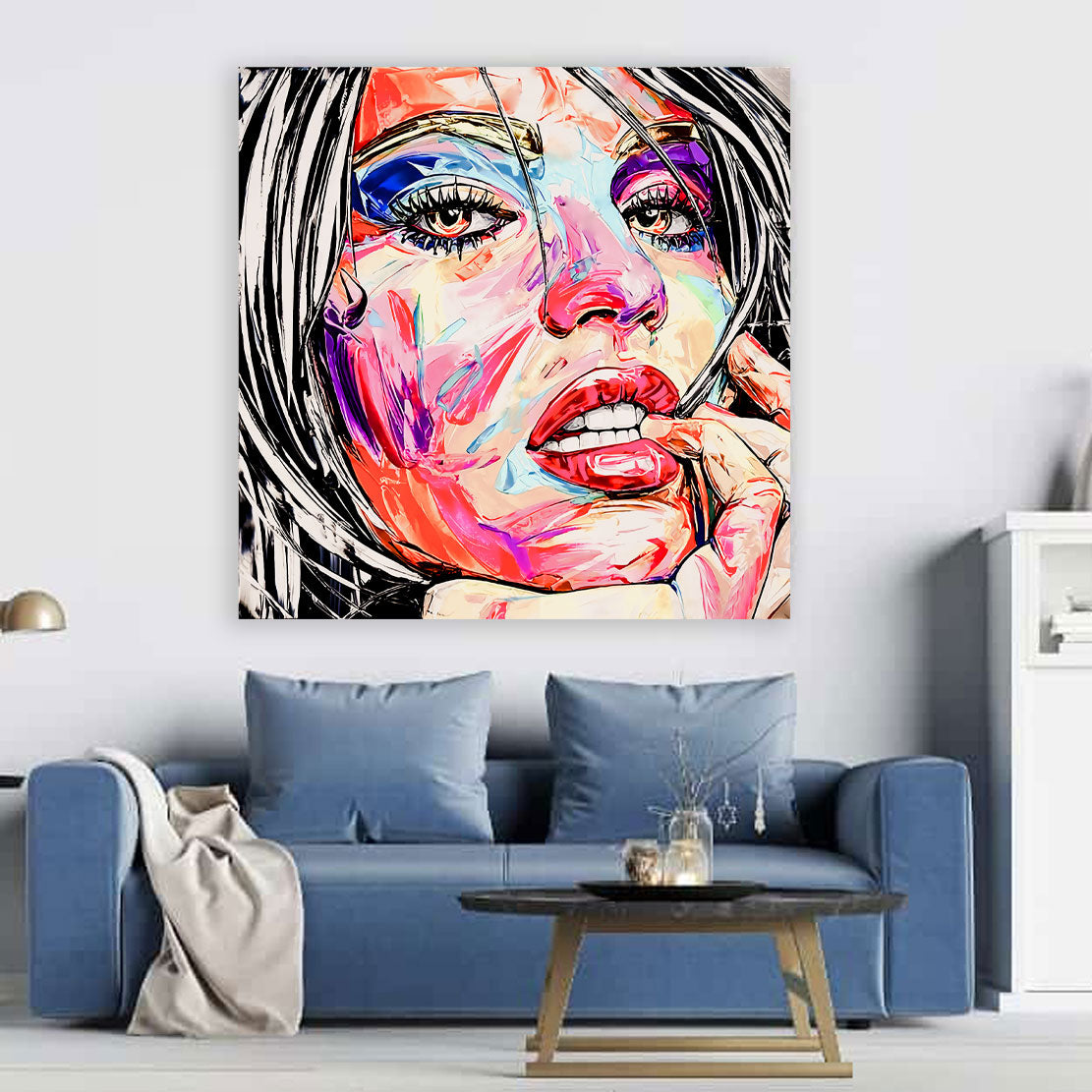 Quadro moderno stampa su tela erotico labbra donna Pop Art Style