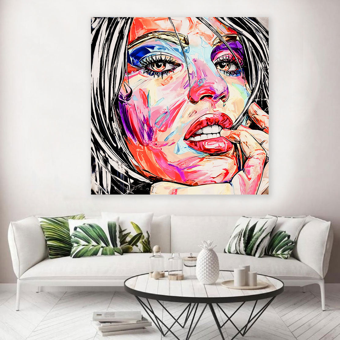 Quadro moderno stampa su tela erotico labbra donna Pop Art Style