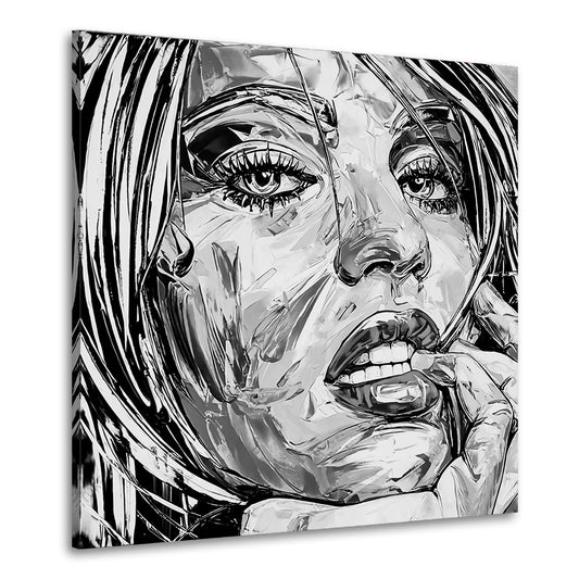 Quadro moderno stampa su tela erotico labbra donna bianco e nero Pop Art Style