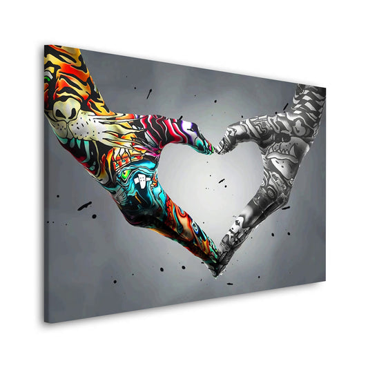 Quadro moderno stampa su tela mani a quore Pop Art Style