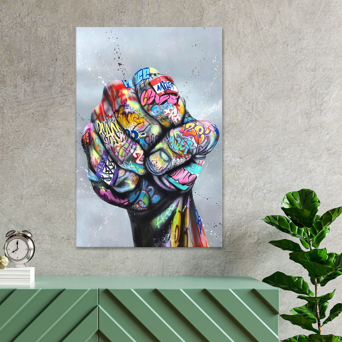Quadro moderno stampa su tela mano pugno Street Pop Art Style