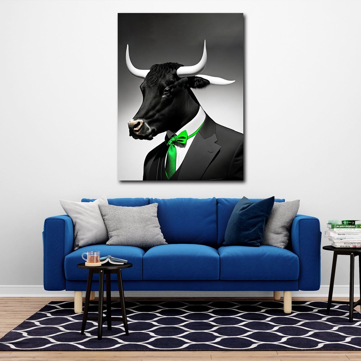 Quadro stampa su tela moderno toro pop art in abito