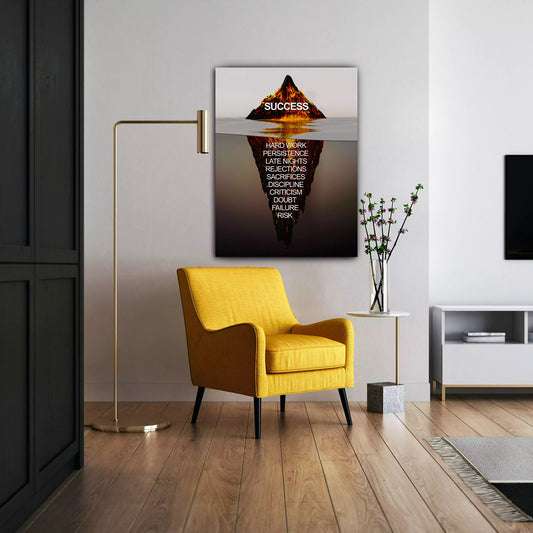 Quadro stampa su tela motivazionale montagna di ghiaccio Iceberg Brown Style