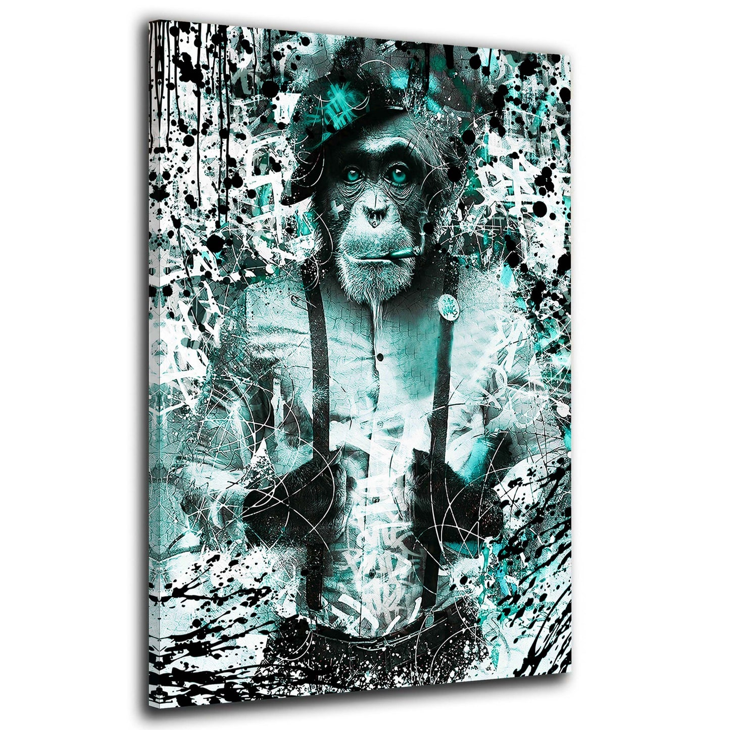 Quadro stampa su tela scimmia Pop Art Christal Blue