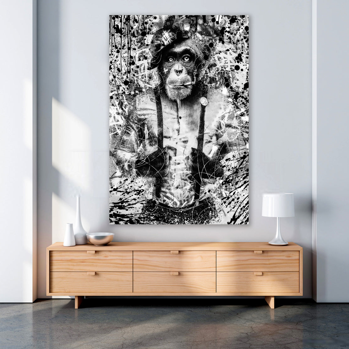 Quadro stampa su tela scimmia Pop Art bianco e nero