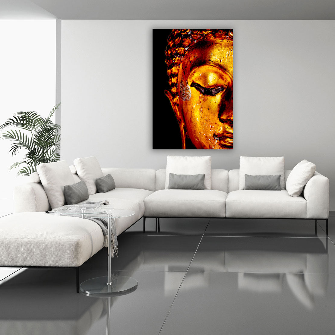 Quadro stampa su tela Buddha meditativo Gold Edition