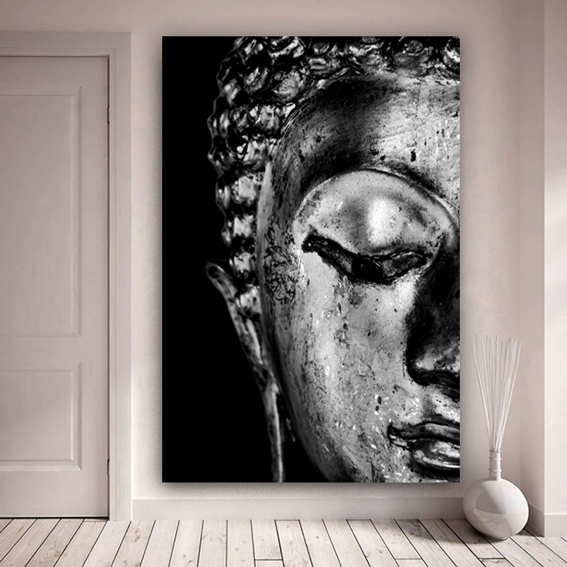 Quadro buddha su tela-Buddha Poster e Stampe-Buddha Stampa su tela-Immagine  di Buddha in Oro E Nero-Fiore di loto Quadri Astratti Moderni Religione