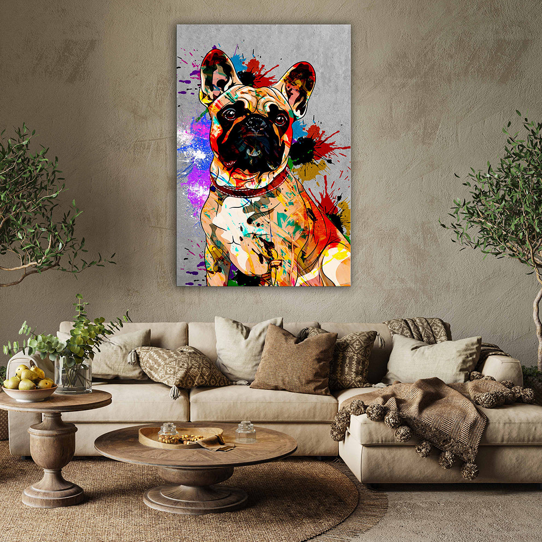 Quadro stampa su tela Bulldog francese Pop Art , arte moderna, animali, cane